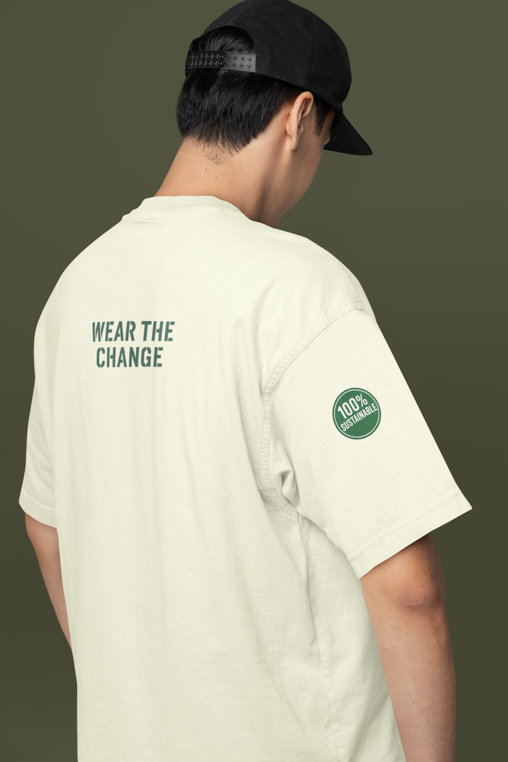 Unisex OversizeMen’s Oversized Eco Graphic T-Shirt – Recycle Leaf Sustainable Streetwear (Beige, Sage, White)d Classic T-Shirt