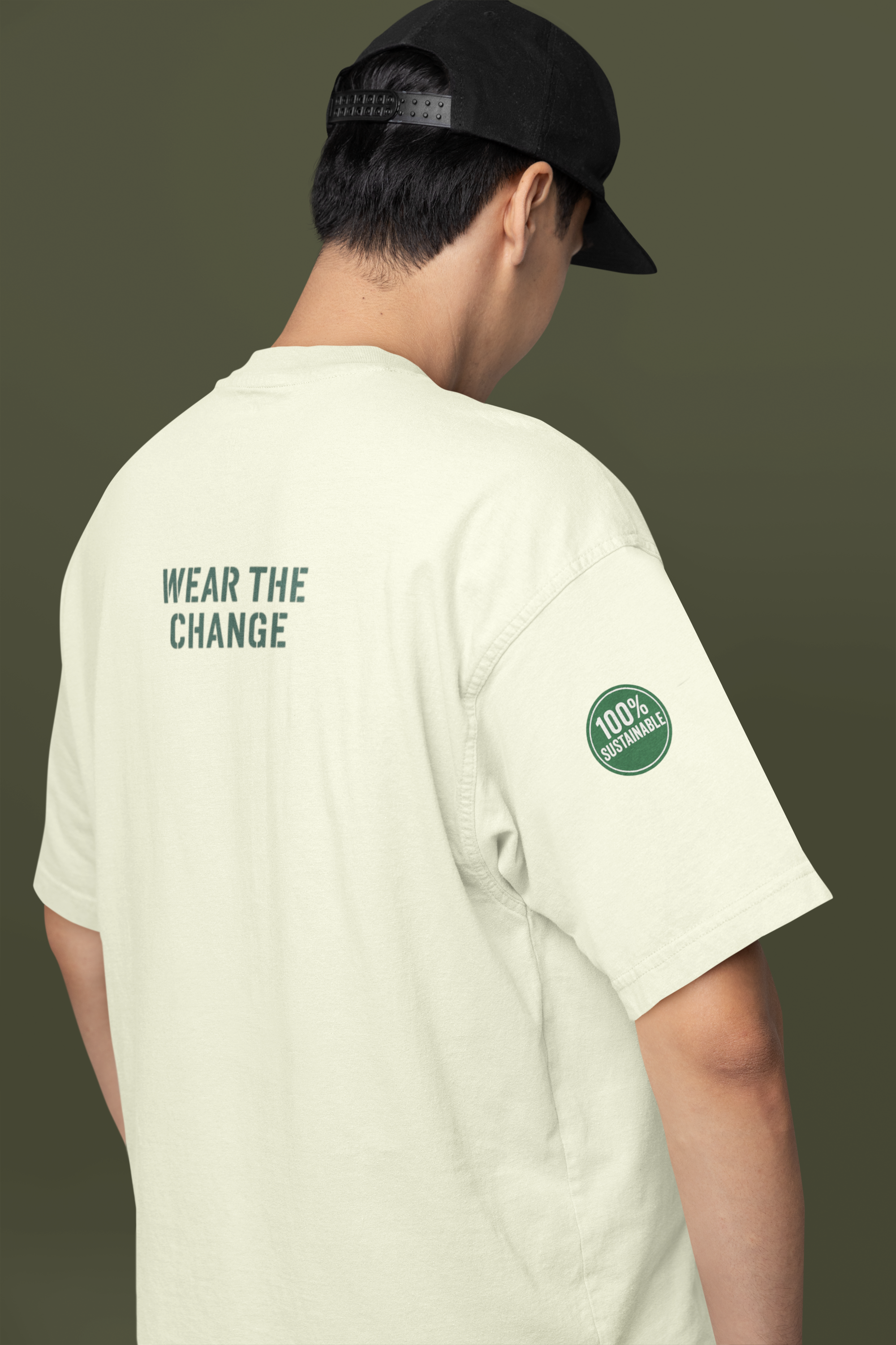 Unisex OversizeMen’s Oversized Eco Graphic T-Shirt – Recycle Leaf Sustainable Streetwear (Beige, Sage, White)d Classic T-Shirt
