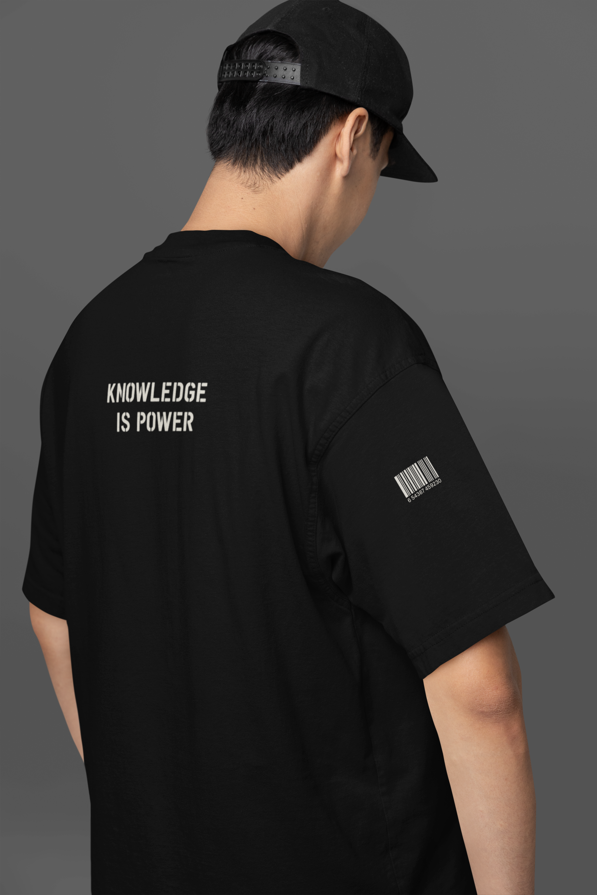 Men’s Oversized Graphic T-Shirt – Educate Protest Streetwear, Black Heavyweight Cotton