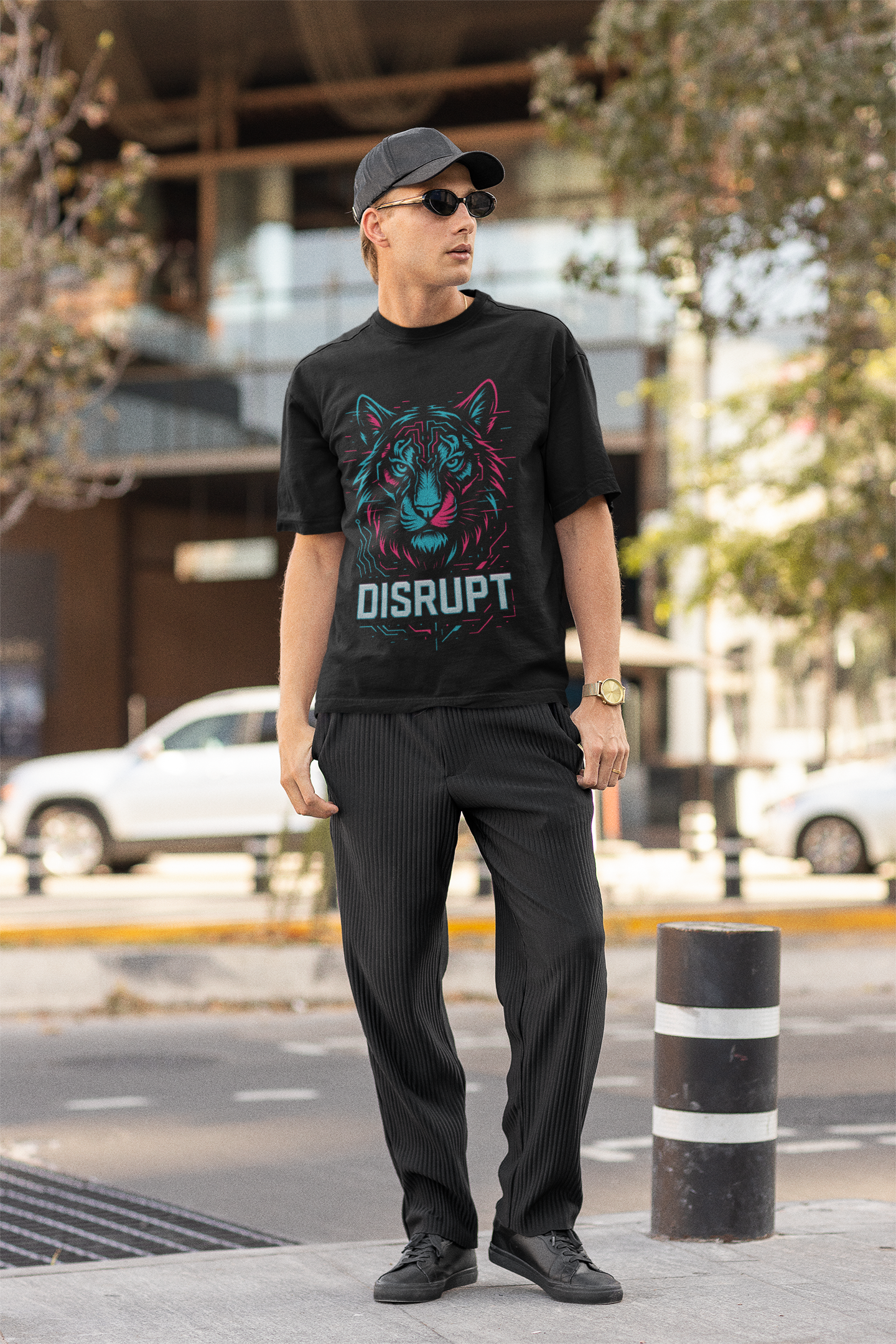 Cyberpunk Neon Tiger Oversized T-Shirt – DISRUPT Techwear Streetwear India
