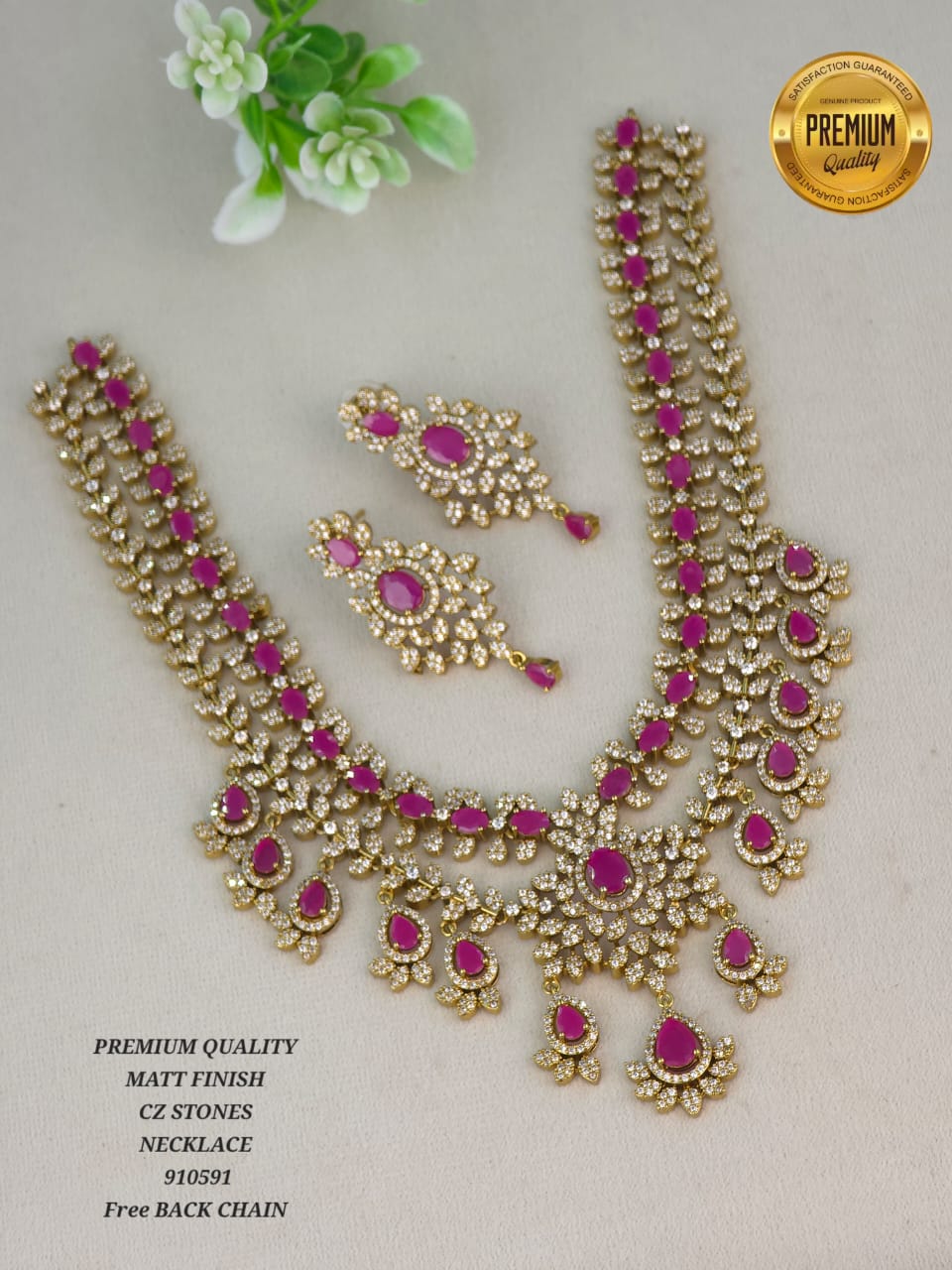 Crystal Necklace Set with Multicolored Stones – Bridal & Party Wear