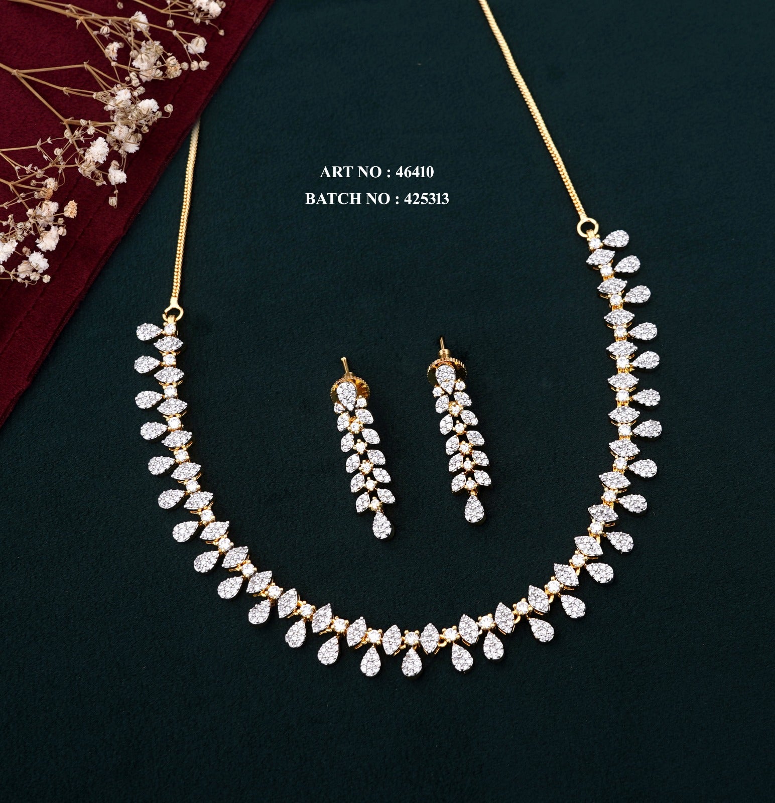 Pear Drop Necklace Set with American Diamonds
