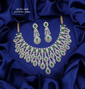 Emerald Green Bridal Necklace Set with American and CZ Diamonds