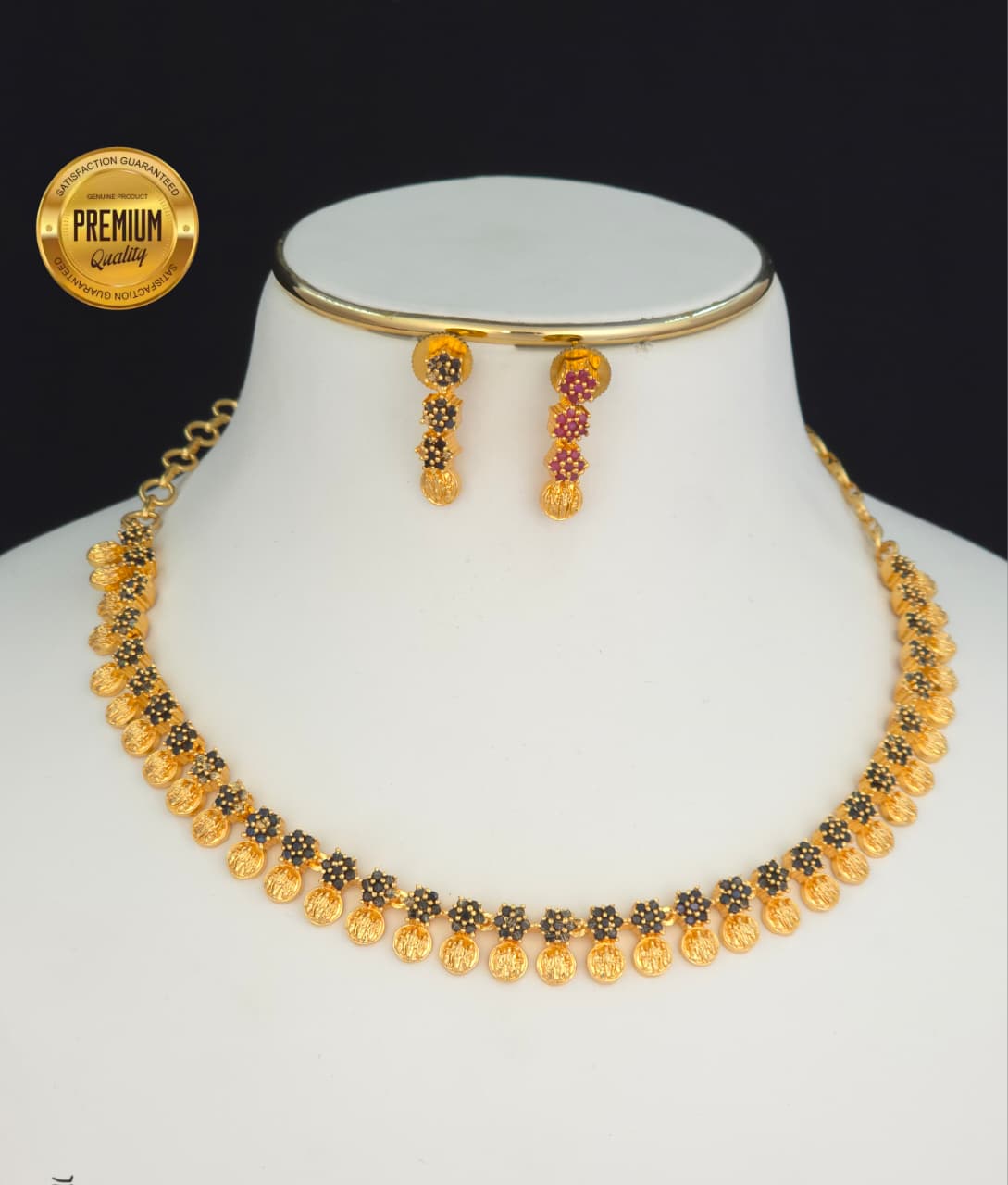 Lakshmi Coin Necklace Set with Earrings – Antique Gold Finish South Indian Temple Jewellery