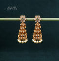 Floral Layered Jhumka Earrings with CZ and Pearl Accents