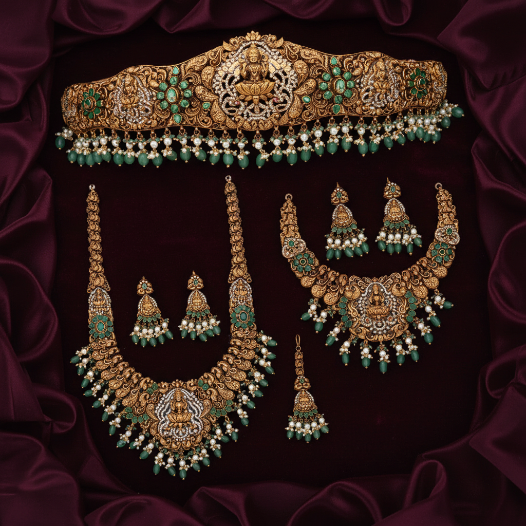 The Imperial Lakshmi Royal Emerald Bridal Trousseau