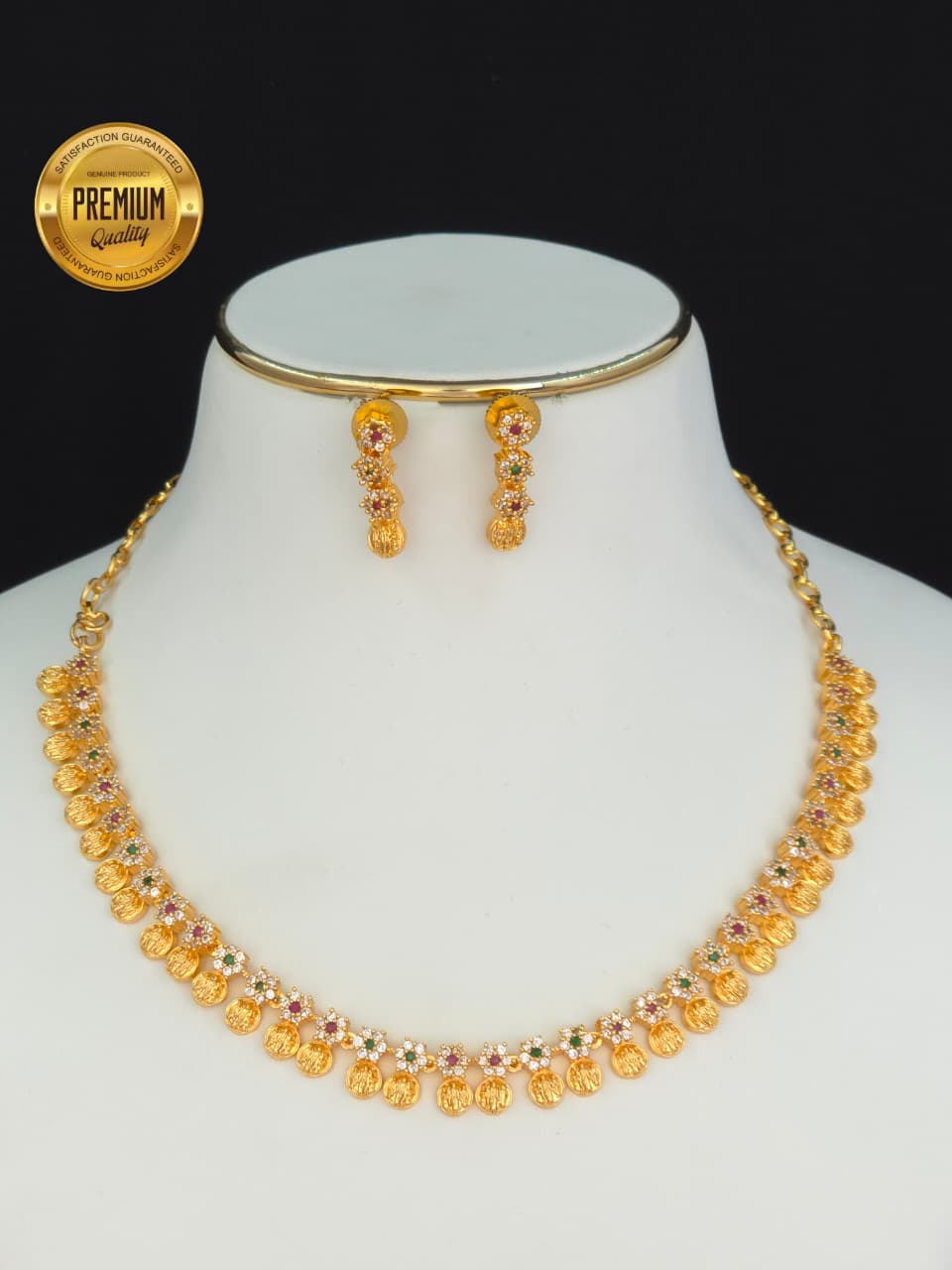 Lakshmi Coin Necklace Set with Earrings – Antique Gold Finish South Indian Temple Jewellery