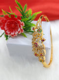Antique Gold Peacock CZ Bangle type bracelet with Ruby and Green Stones – South Indian Bridal Jewelry