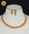 Lakshmi Coin Antique Gold Finish Temple Necklace Set with Earrings