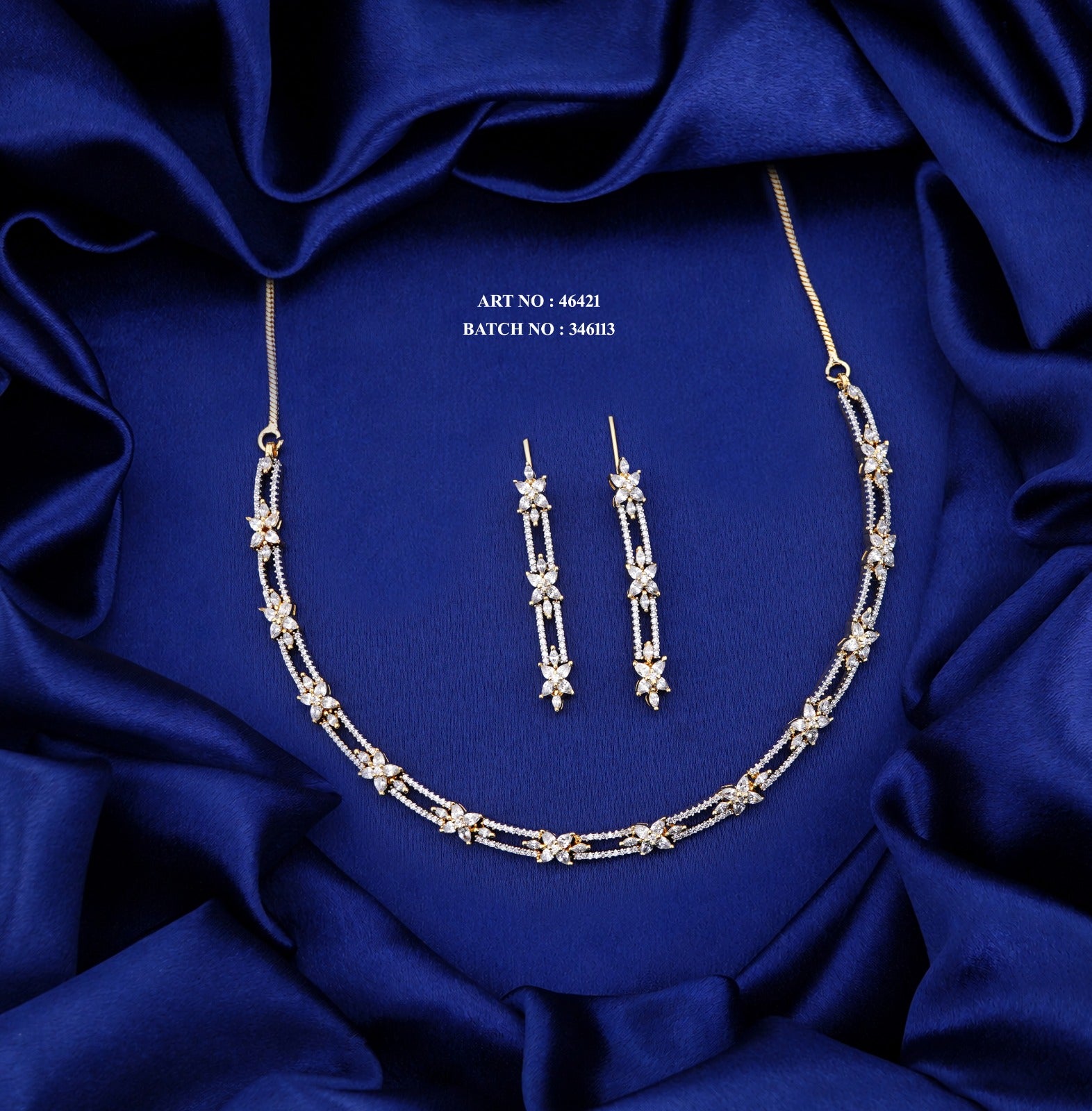 Double Layer Designer Necklace Set with American Diamonds