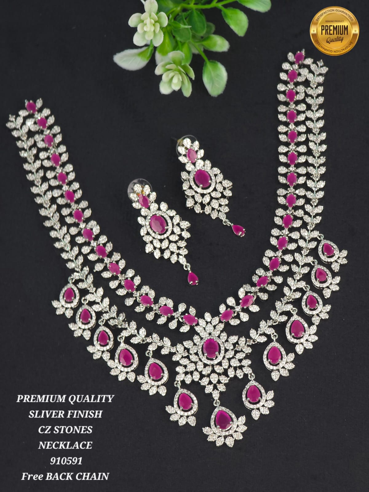 Multicolored Crystal Gold-Plated Necklace Set for Bridal and Party Wear
