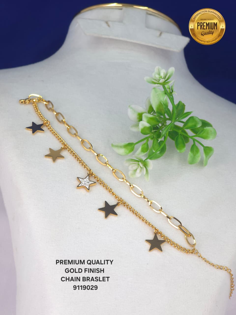 Premium Gold Finish Star Charm Bracelet – Adjustable Celestial Minimalist Jewelry