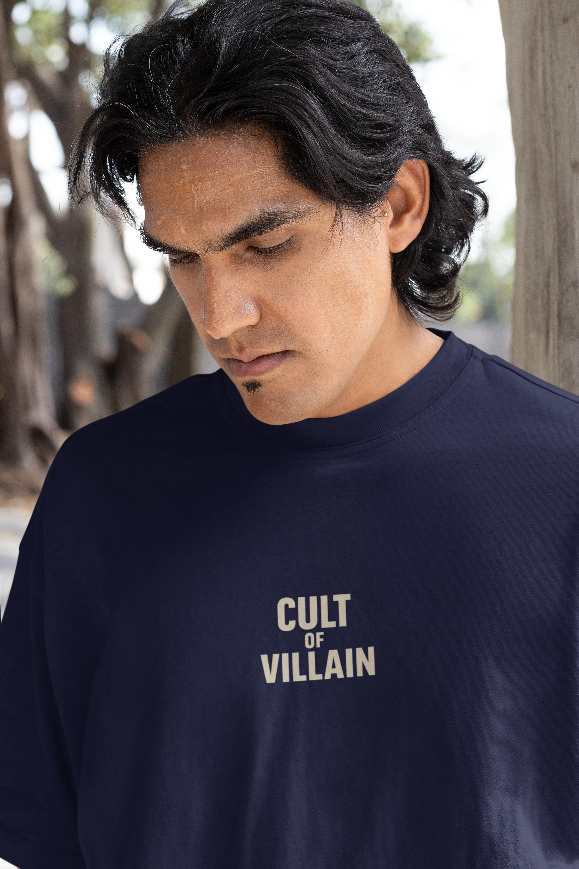 Cult of Villain Oversized Navy Blue Tee